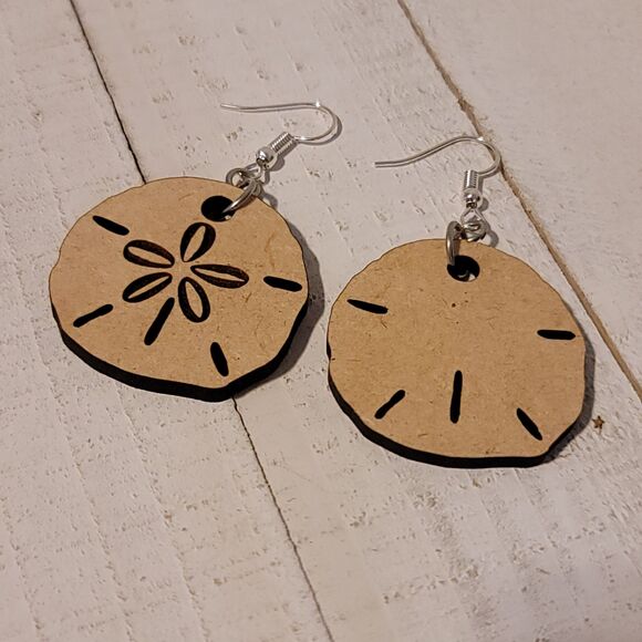 Handmade Laser Cut Sand Dollar Dangle Earrings – Beach Inspired Boho Jewelry - Picture 3 of 6